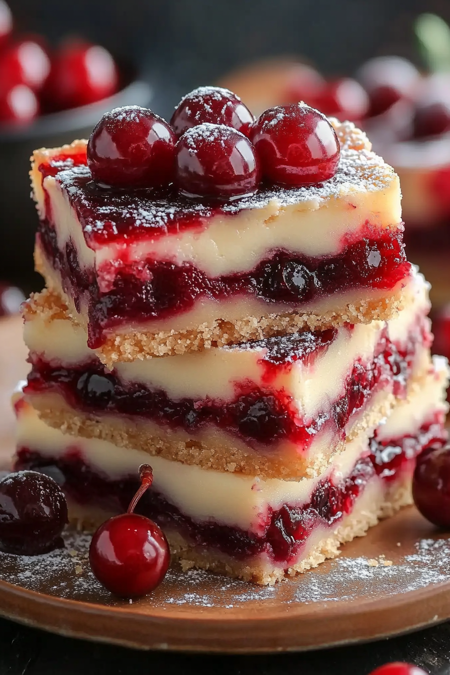 Christmas Cherry Bars Experience the joy of holiday baking with our delightful Christmas Cherry Bars. Made with a rich, buttery base and topped with a sweet and tangy cherry filling, these bars are perfect for festive gatherings. Easy to prepare and irresistibly delicious!