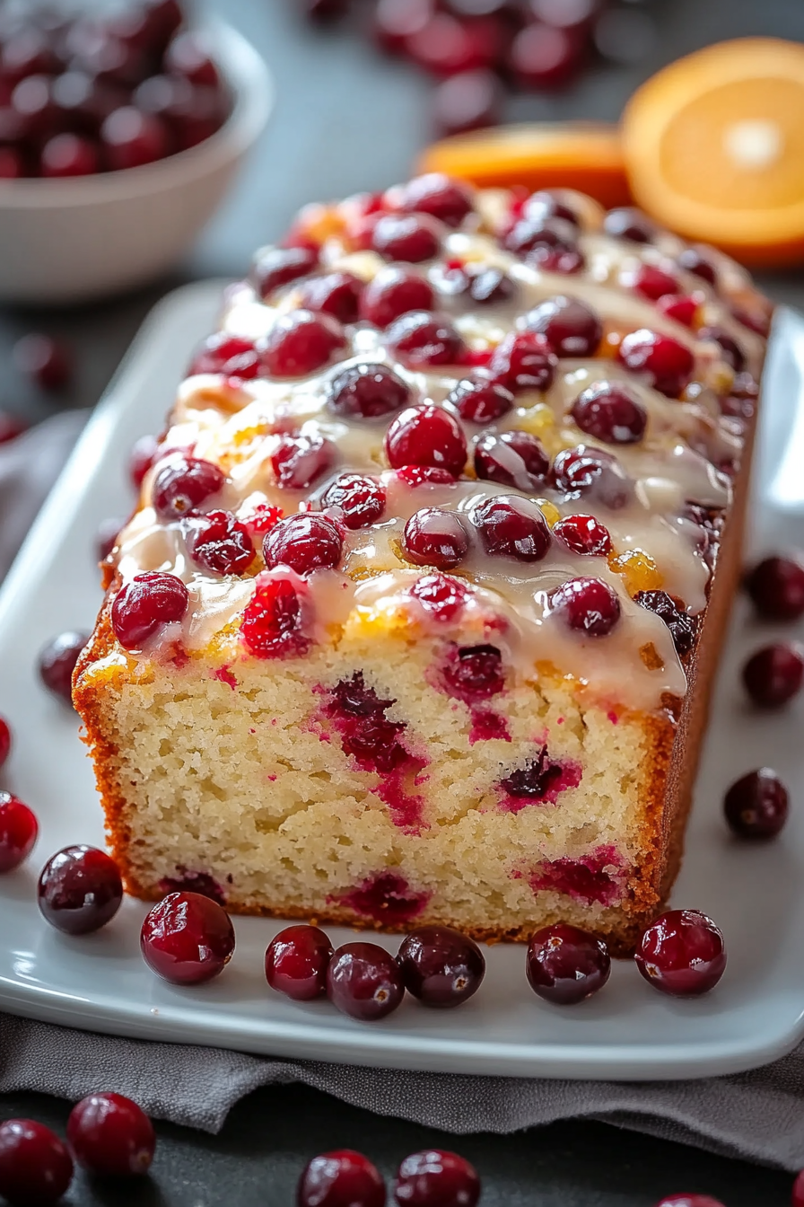 Cranberry Orange Bread recipe Savor the delightful blend of tangy cranberries and citrus zest in our Cranberry Orange Bread, topped with a luscious orange glaze. Perfect for dessert or a festive brunch!