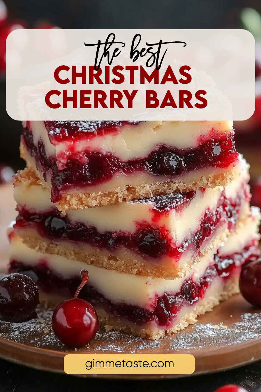 Christmas Cherry Bars Experience the joy of holiday baking with our delightful Christmas Cherry Bars. Made with a rich, buttery base and topped with a sweet and tangy cherry filling, these bars are perfect for festive gatherings. Easy to prepare and irresistibly delicious!