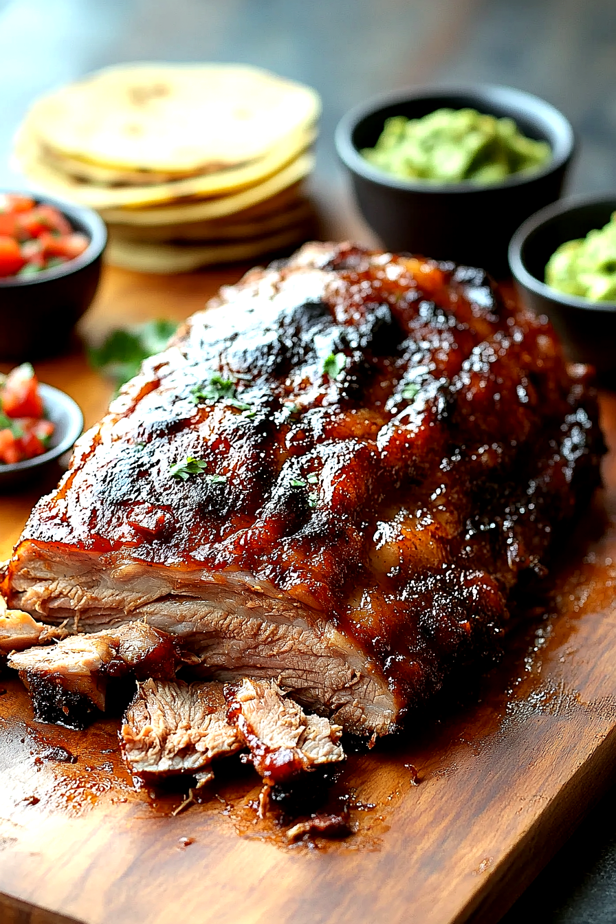 slow-roasted pork shoulder ready to serve