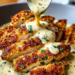 Parmesan Crusted Chicken with Creamy Garlic Sauce
