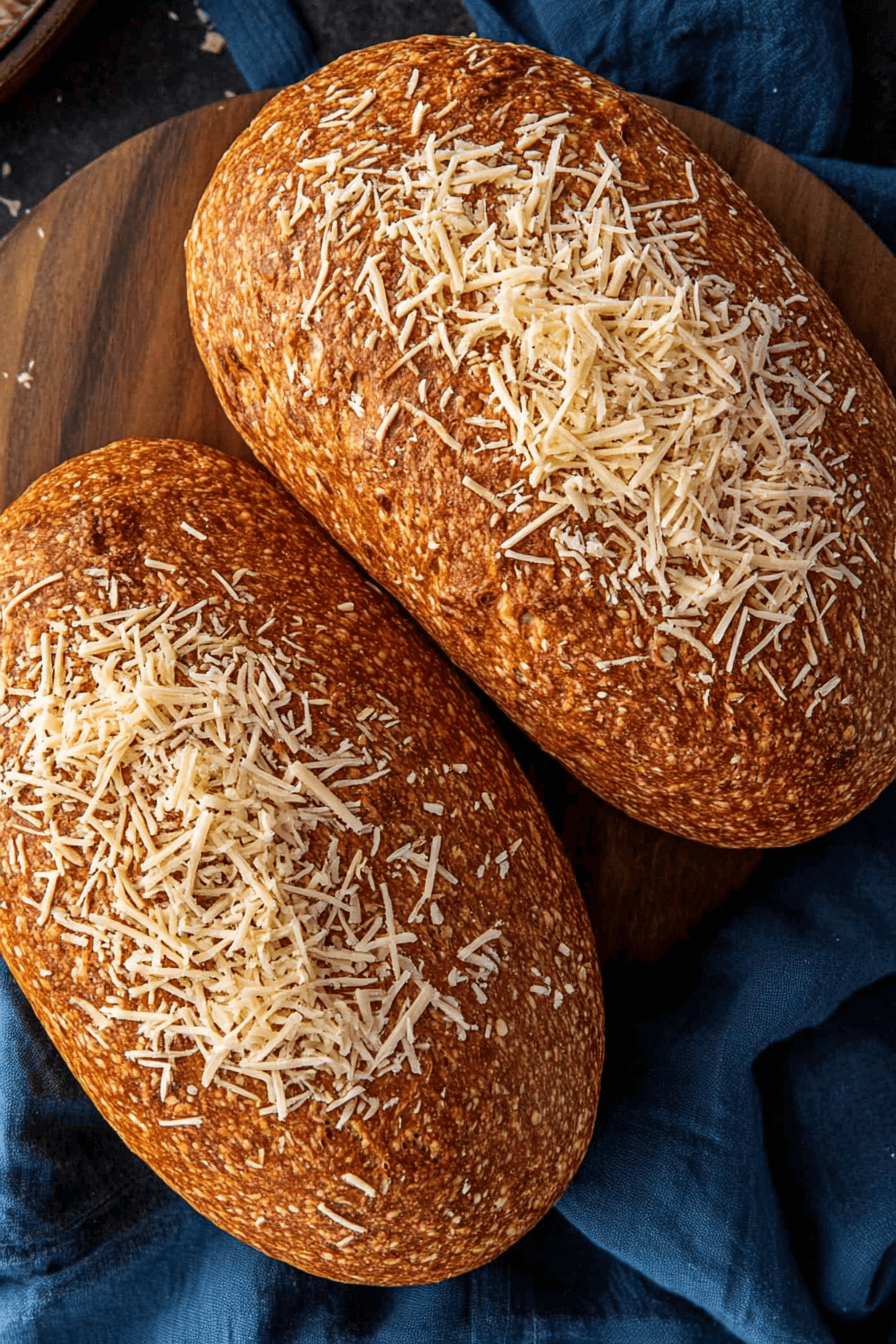 freshly baked Asiago Bread loaf with golden crust