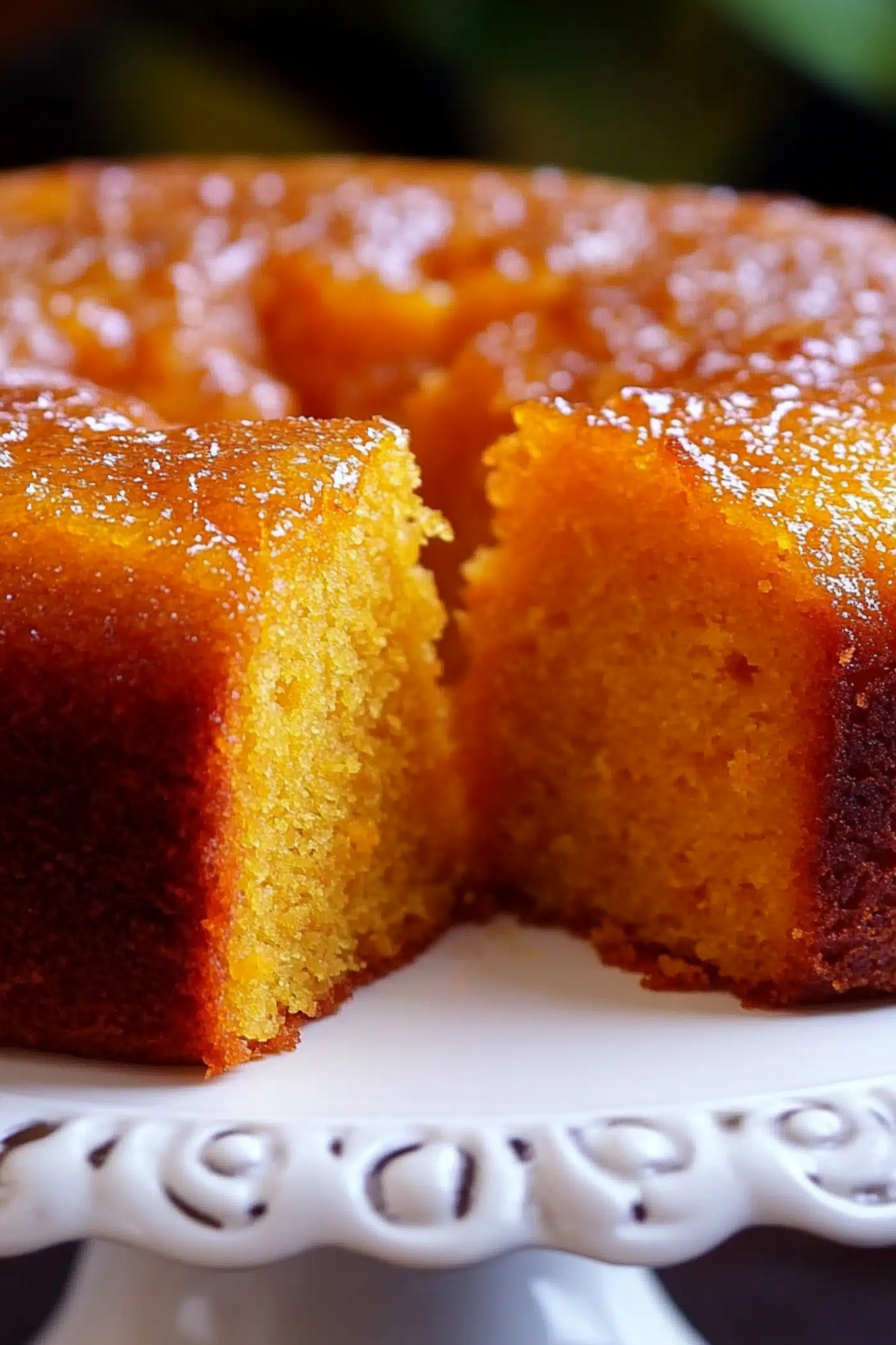 Sweet Potato Butter Cake with butter glaze – moist Southern dessert topped with golden syrup