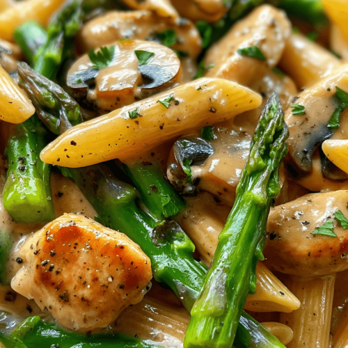 Creamy Crack Chicken Penne served in a creamy Parmesan sauce