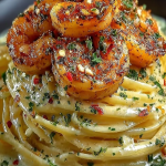 Shrimp sautéing in butter and olive oil in a skillet until pink and lightly golden