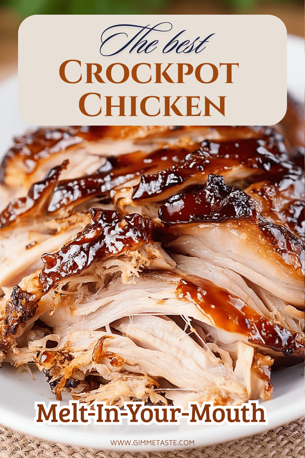 Melt-in-your-mouth sweet Hawaiian crockpot chicken close-up